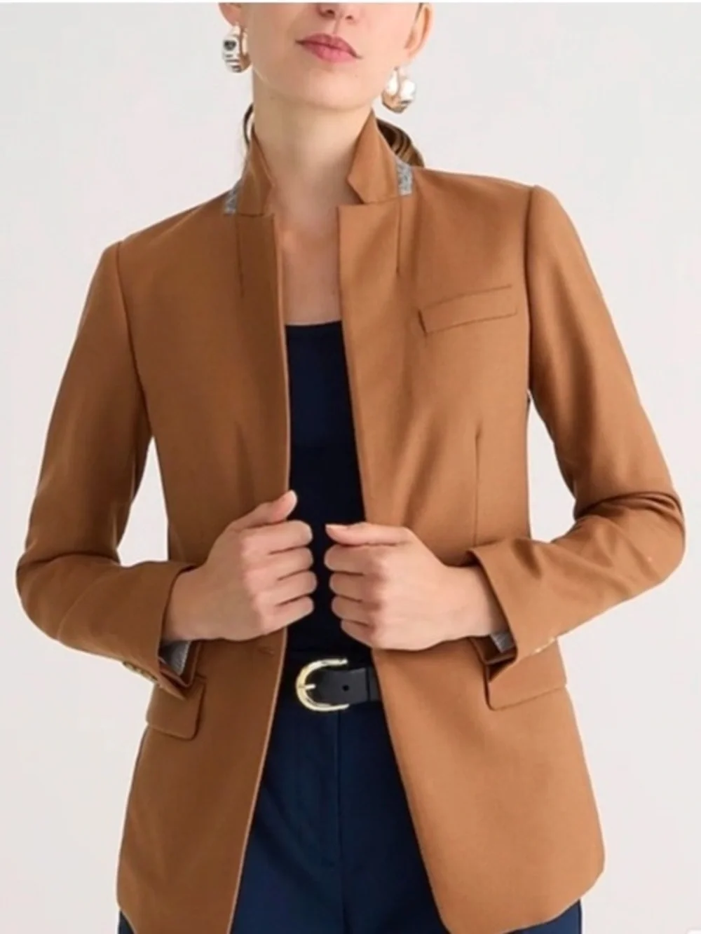J.Crew Regent Blazer Camel Color Wool Blend Tailored Classic Career Jacket 4 - Picture 1 of 13